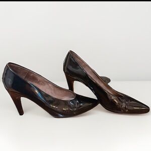 Charles Jourdan Black Patent Pointed-Toe Pumps